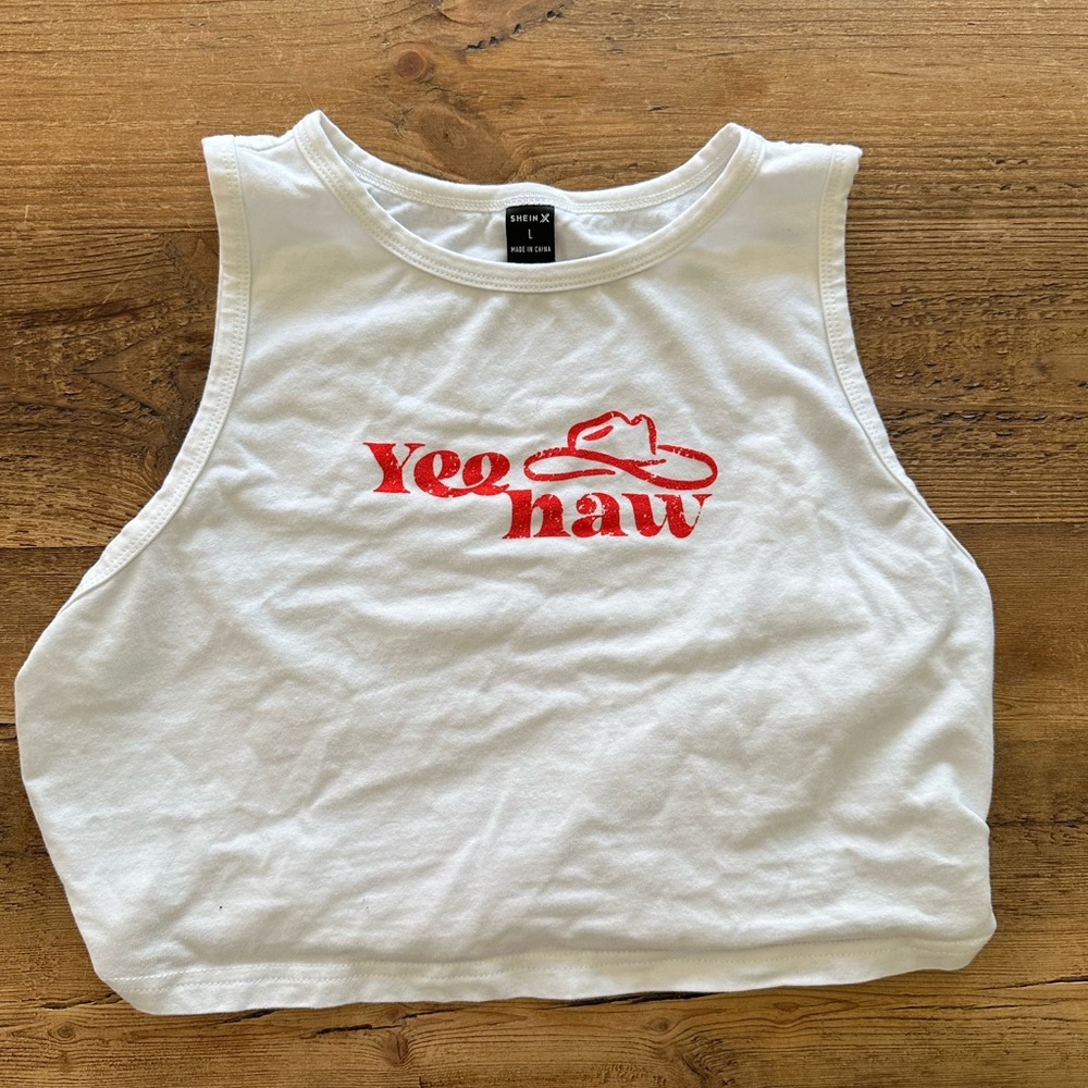 White Yee Haw Crop Top